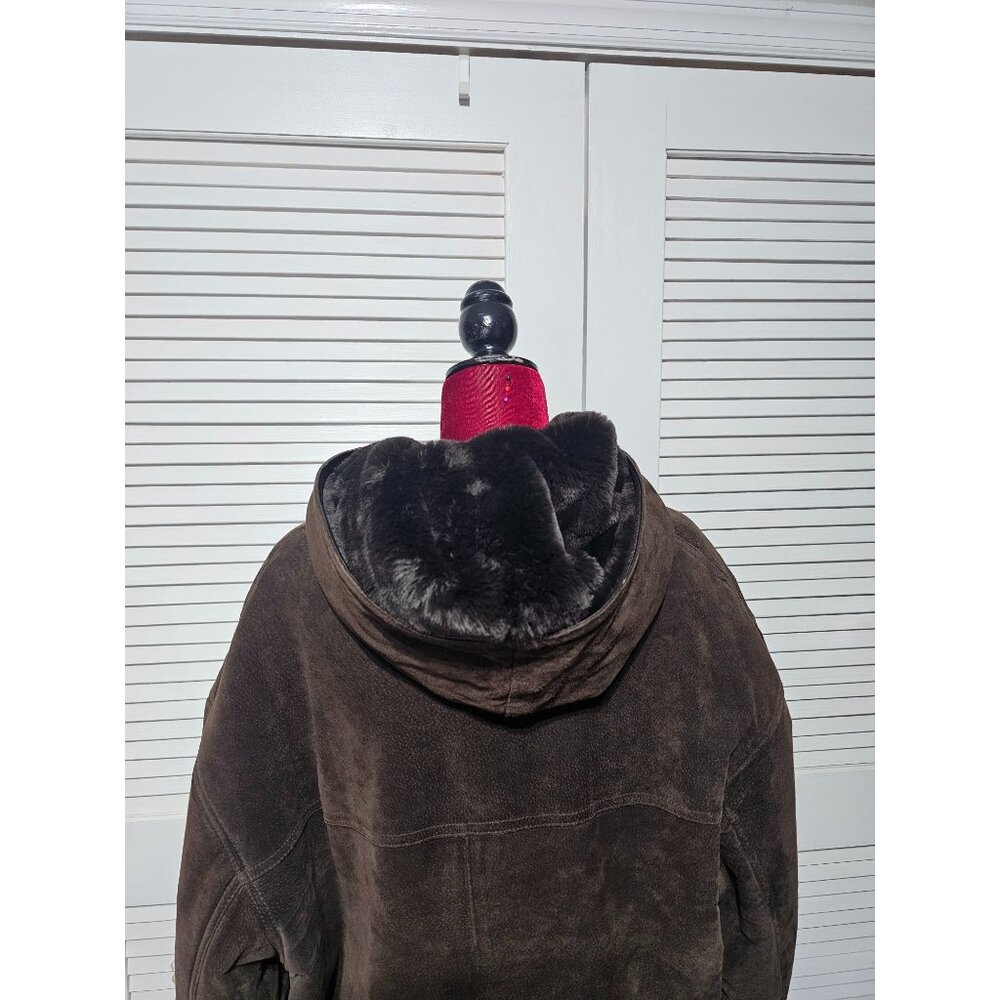 Vintage J Percy for Marvin Richards Women Brown Suede Faux Fur Parka Sz XL 3158 - Picture 11 of 16